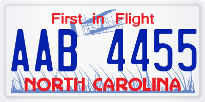 NC license plate AAB4455