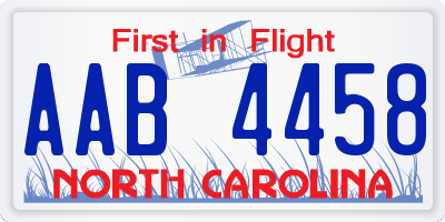 NC license plate AAB4458