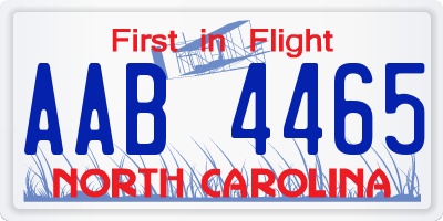 NC license plate AAB4465