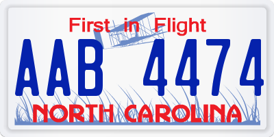 NC license plate AAB4474