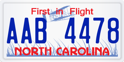 NC license plate AAB4478