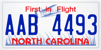 NC license plate AAB4493