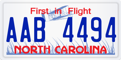 NC license plate AAB4494