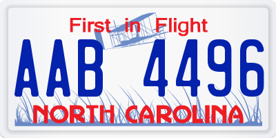 NC license plate AAB4496