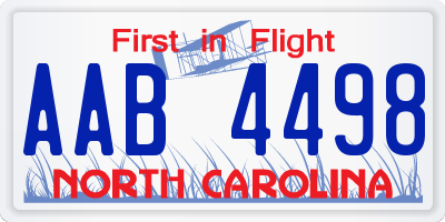 NC license plate AAB4498