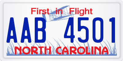 NC license plate AAB4501