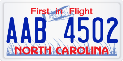 NC license plate AAB4502