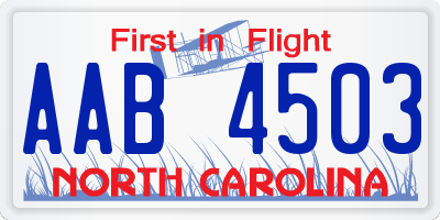 NC license plate AAB4503