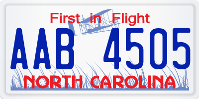 NC license plate AAB4505