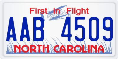 NC license plate AAB4509
