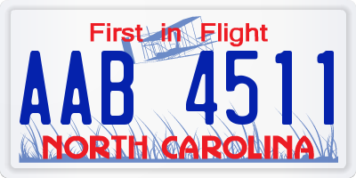NC license plate AAB4511
