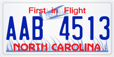 NC license plate AAB4513