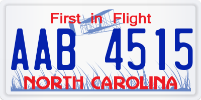 NC license plate AAB4515