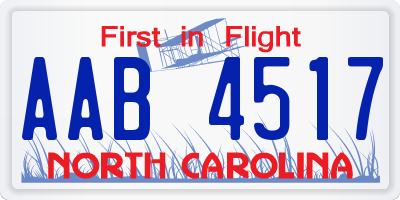 NC license plate AAB4517