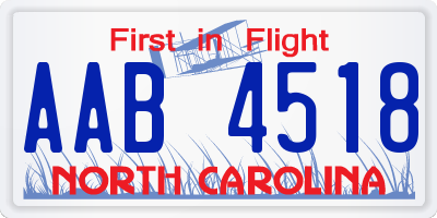 NC license plate AAB4518