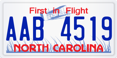 NC license plate AAB4519