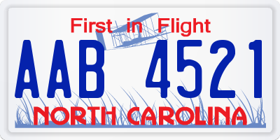 NC license plate AAB4521