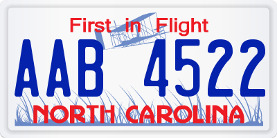 NC license plate AAB4522