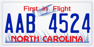 NC license plate AAB4524