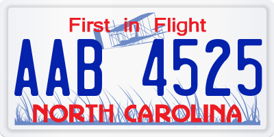 NC license plate AAB4525