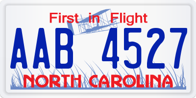 NC license plate AAB4527
