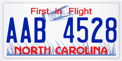 NC license plate AAB4528