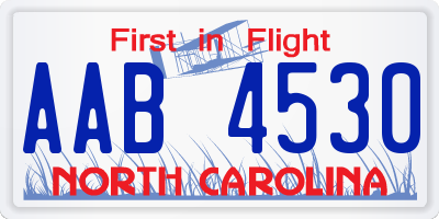 NC license plate AAB4530