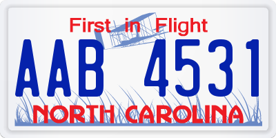 NC license plate AAB4531