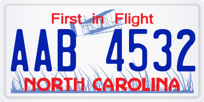 NC license plate AAB4532