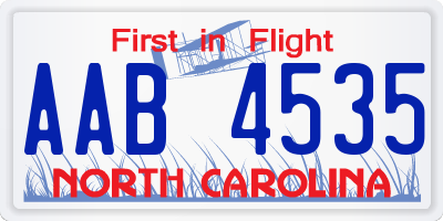 NC license plate AAB4535