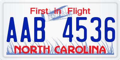 NC license plate AAB4536