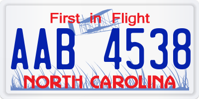 NC license plate AAB4538