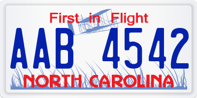 NC license plate AAB4542