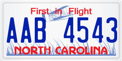 NC license plate AAB4543