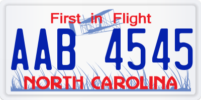 NC license plate AAB4545