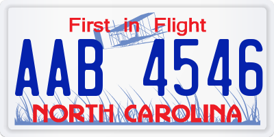 NC license plate AAB4546