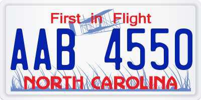 NC license plate AAB4550