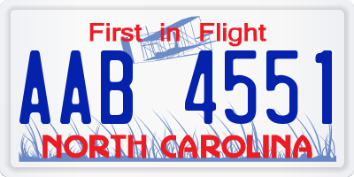 NC license plate AAB4551