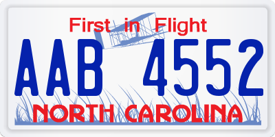 NC license plate AAB4552