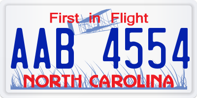 NC license plate AAB4554