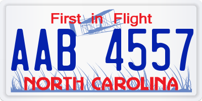 NC license plate AAB4557