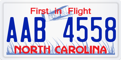 NC license plate AAB4558