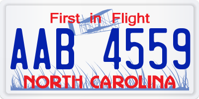 NC license plate AAB4559