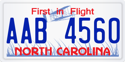 NC license plate AAB4560