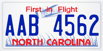 NC license plate AAB4562