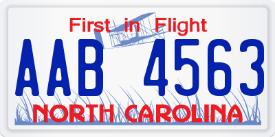 NC license plate AAB4563