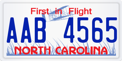 NC license plate AAB4565