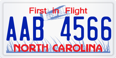 NC license plate AAB4566