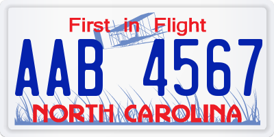 NC license plate AAB4567