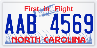 NC license plate AAB4569